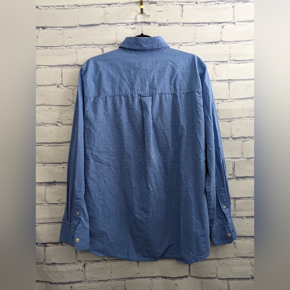 CHAPS Easy Care Blue Button Down Long Sleeve Dress Shirt Men's Size Medium - Picture 2 of 7